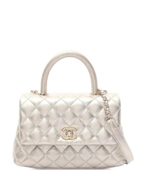 2020 Mini Quilted Metallic Aged Calfskin Coco Top Handle Bag handbag by CHANEL 