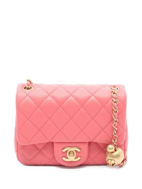 2020 Mini Square Classic Lambskin Pearl Crush Single Flap crossbody bag by CHANEL 