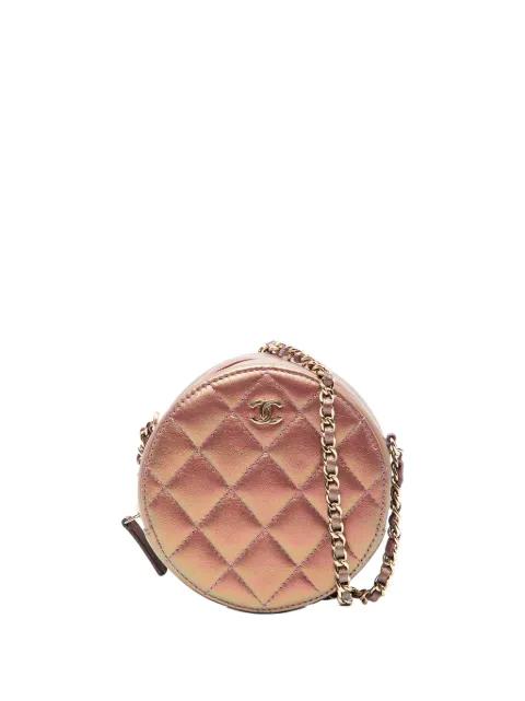 2020 Quilted Iridescent Lambskin Round Clutch With Chain crossbody bag by CHANEL 