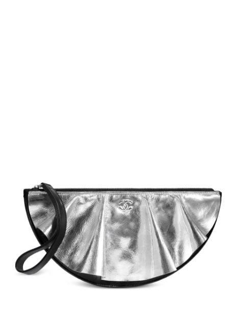 2020 draped metallic panel diamond-quilted clutch by CHANEL