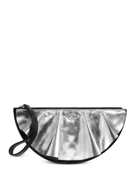 2020 draped metallic panel diamond-quilted clutch by CHANEL 