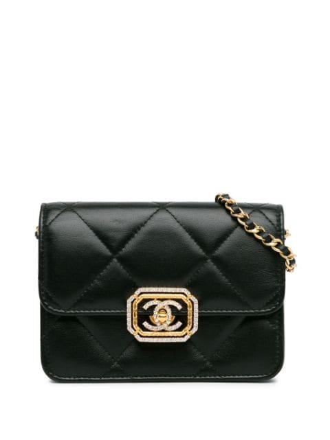 2021-2023 Quilted Calfskin Strass Clutch With Chain Flap crossbody bag by CHANEL 