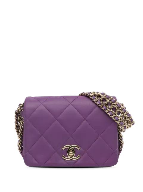 2021-2024 Mini Lambskin Triple Chain Full Flap shoulder bag by CHANEL 