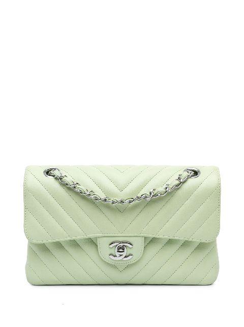 2021-2024 Small Classic Chevron Lambskin Double Flap shoulder bag by CHANEL 