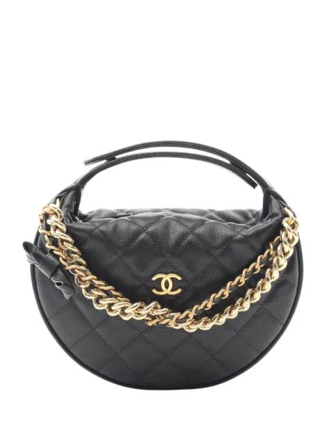 2021-2025 CC Quilted Caviar Half Moon Clutch Bag handbag by CHANEL 
