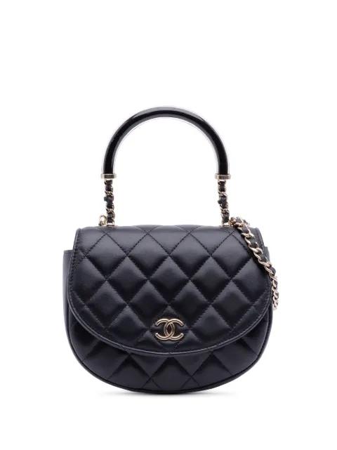 2021-2025 CC Quilted Lambskin Half Moon Top Handle Flap satchel by CHANEL 