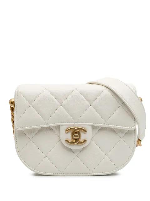 2021-2025 CC Quilted Lambskin Round Moon Messenger Flap crossbody bag by CHANEL 