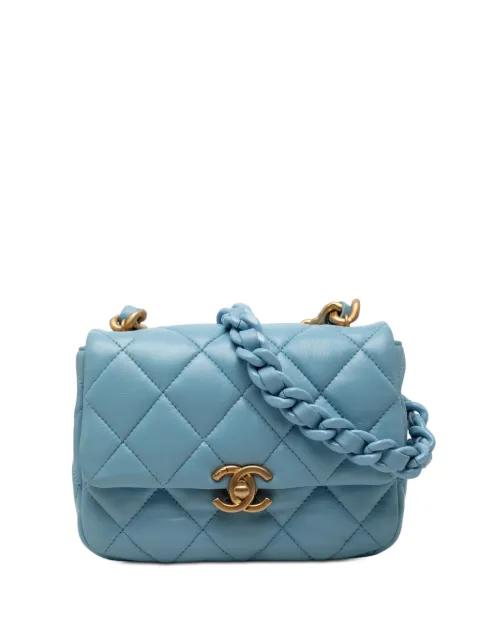 2021-2025 Mini Quilted Lambskin Lacquered Chain Flap crossbody bag by CHANEL 