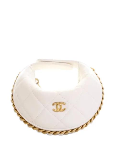 2021-2025 Mini Shiny Crumpled Quilted Lambskin Chain Around Pouch hobo bag by CHANEL 