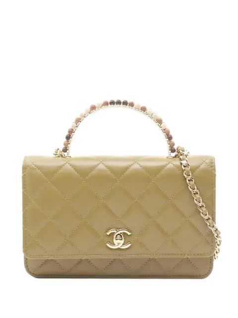 2021-2025 Quilted Lambskin Wooden Beads Top Handle Wallet On Chain satchel by CHANEL 