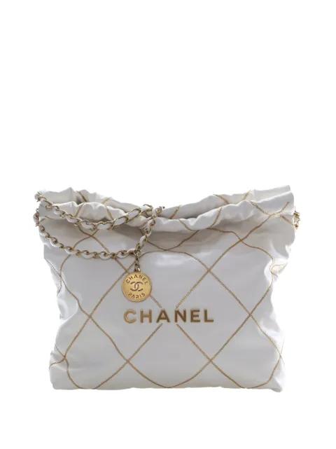 2021-2025 Small Quilted Shiny Calfskin Chain 22 Handbag tote bag by CHANEL 