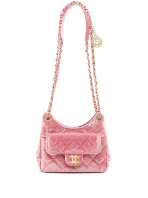 2021-2025 Small Quilted Velvet Wavy CC Hobo crossbody bag by CHANEL 