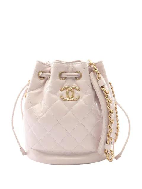 2021-2026 CC Quilted Calfskin Drawstring bucket bag by CHANEL 