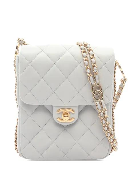 2021-2026 CC Quilted Lambskin Phone Holder with Chain crossbody bag by CHANEL 
