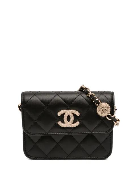 2021-2026 CC Quilted Lambskin Strass Clutch With Chain crossbody bag by CHANEL 