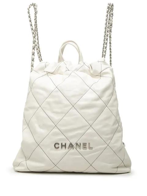 2021-2026 Large Quilted Shiny Calfskin 22 backpack by CHANEL 