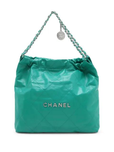 2021-2026 Medium Quilted Shiny Calfskin 22 Handbag tote bag by CHANEL 