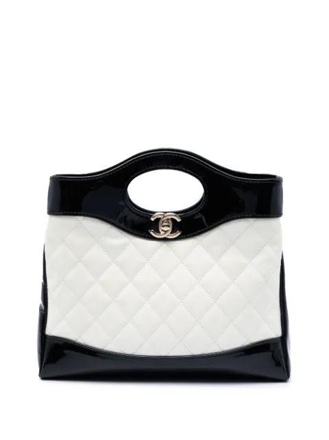 2021-2026 Mini Bicolor Quilted Patent 31 Shopping Bag satchel by CHANEL 