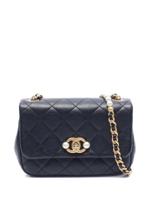 2021-2026 Mini Glazed Calfskin Pearl Side Flap crossbody bag by CHANEL 