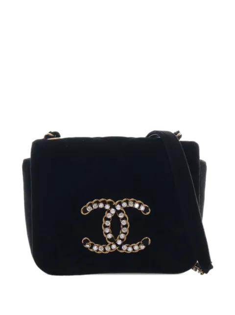 2021-2026 Mini Quilted Velvet CC Crystal Full Flap crossbody bag by CHANEL 