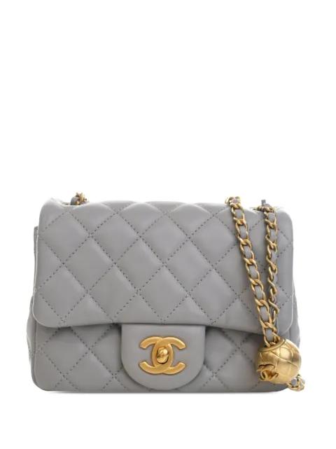 2021-2026 Mini Square Classic Lambskin Pearl Crush Single Flap crossbody bag by CHANEL 