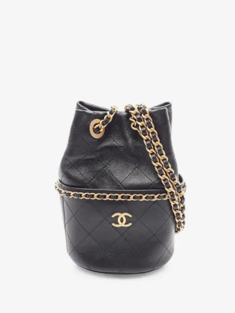 2021-2026 Small CC Quilted Lambskin Drawstring bucket bag by CHANEL 
