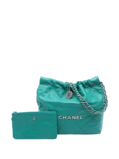 2021-2026 Small Quilted Shiny Calfskin Chain 22 Handbag tote bag by CHANEL 