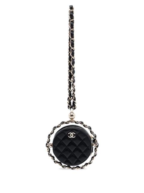 2021 CC Quilted Lambskin Round Chain Around Clutch With Chain shoulder bag by CHANEL 