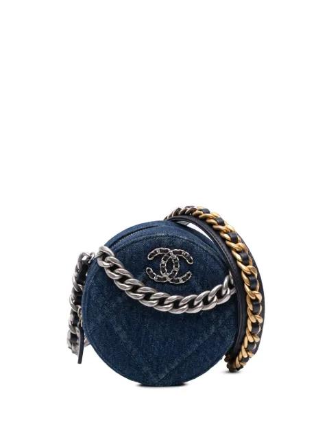 2021 Denim 19 Round Clutch with Chain satchel by CHANEL 