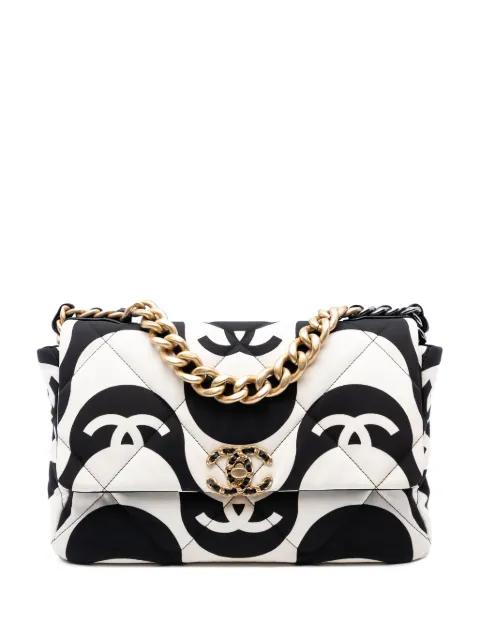 2021 Large Printed Silk 19 Flap satchel by CHANEL 