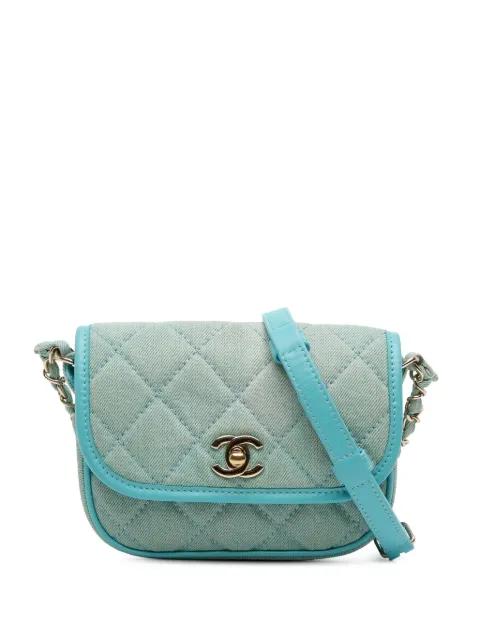 2021 Mini CC Quilted Denim Messenger Flap crossbody bag by CHANEL 