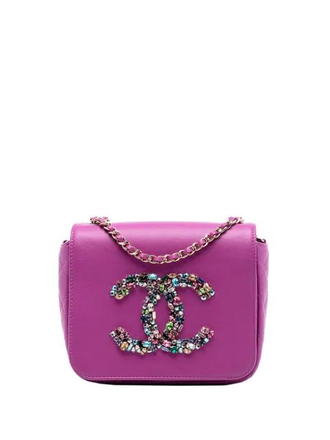 2021 Mini Lambskin Giant Crystal CC Flap crossbody bag by CHANEL 