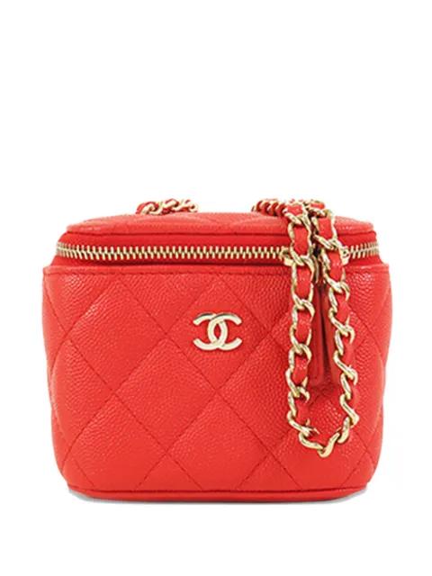 2021 Mini Quilted Caviar Vanity Case with Chain crossbody bag by CHANEL 