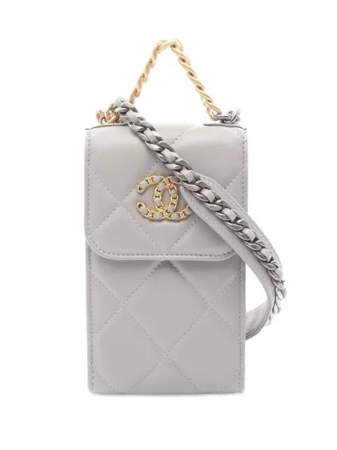 2021 Quilted Lambskin Chanel 19 Phone Holder crossbody bag by CHANEL 