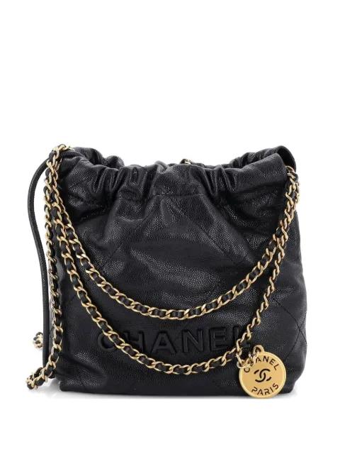 22 Chain Quilted Caviar Mini hobo bag by CHANEL 