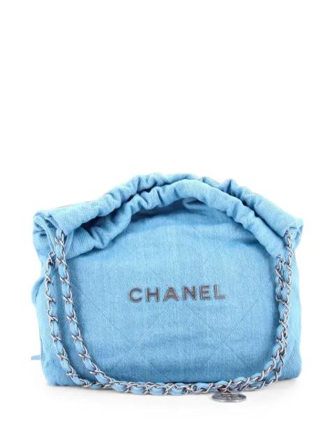 22 Chain Quilted Denim Small hobo bag by CHANEL 
