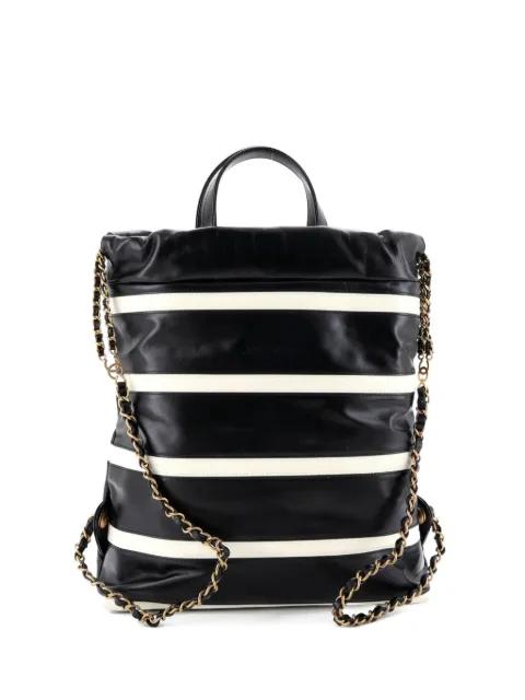22 Chain Striped Shiny Calfskin Medium backpack by CHANEL 