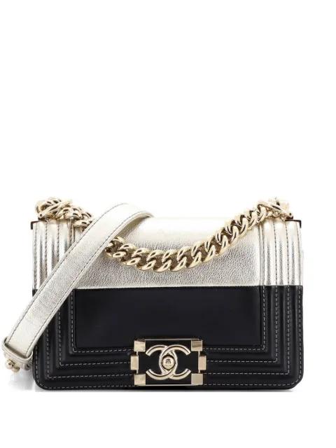 Bicolor Boy Flap Bag Calfskin Small shoulder bag by CHANEL 