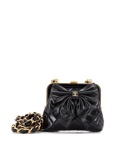 Bow Frame Clutch With Chain Quilted Patent with Lambskin Mini crossbody bag by CHANEL 