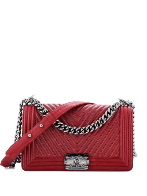 Boy Flap Bag Chevron Calfskin with Micro Chain Detail Old Medium shoulder bag by CHANEL 