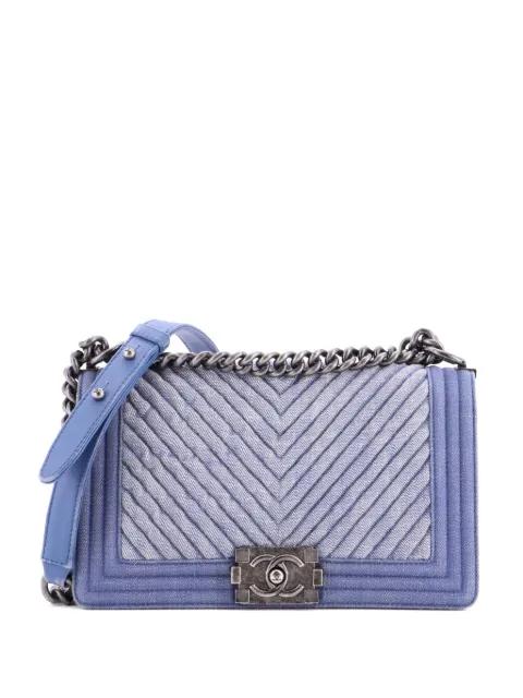 Boy Flap Bag Chevron Denim Old Medium shoulder bag by CHANEL 