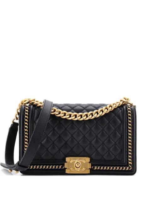 Boy Flap Bag Quilted Caviar with Whipstitch Chain Detail Old Medium crossbody bag by CHANEL 
