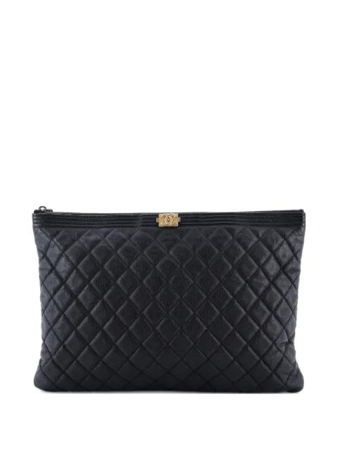 Boy O Case Quilted Caviar Large clutch bag by CHANEL 