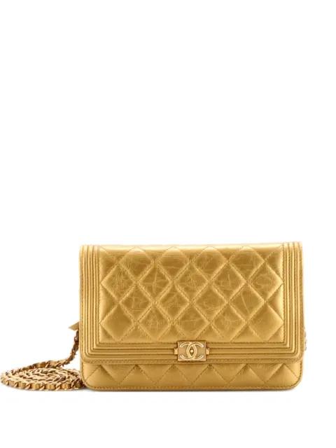 Boy Wallet on Chain Quilted Aged Calfskin crossbody bag by CHANEL 