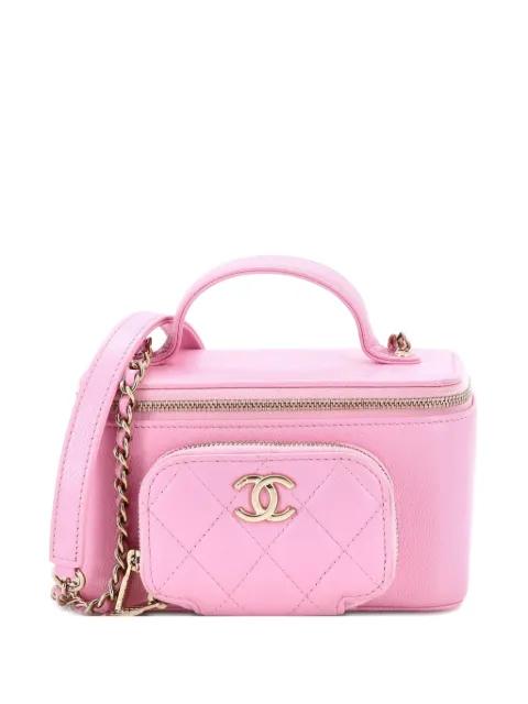 Business Affinity Top Handle Vanity Case with Chain Quilted Caviar Small satchel by CHANEL 