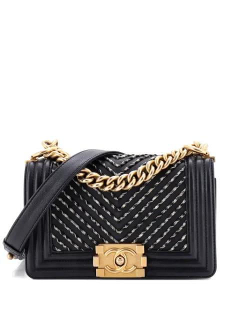 By The Sea Boy Flap Bag Chevron Embroidered Calfskin Small shoulder bag by CHANEL 