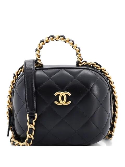 CC Bubble Top Handle Vanity Case with Chain Quilted Lambskin Small satchel by CHANEL 