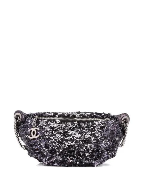 CC Charm Zip Waist Bag Sequins and Quilted Lambskin belt bag by CHANEL 
