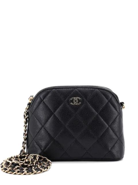 CC Dome Zip Clutch with Chain Quilted Caviar Mini crossbody bag by CHANEL 