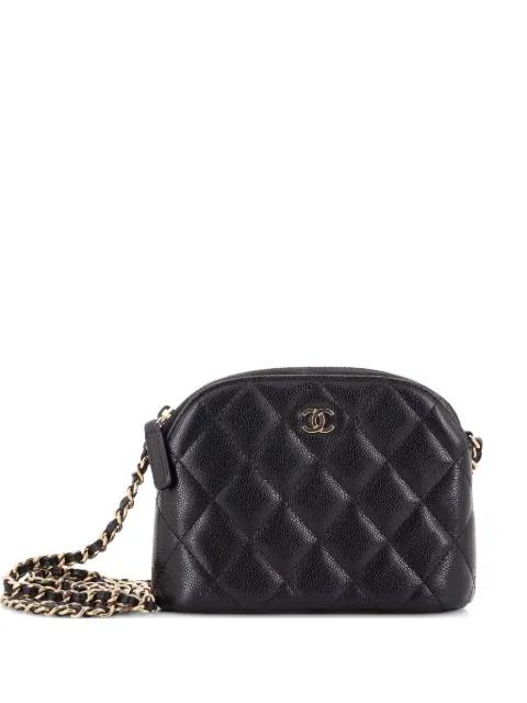 CC Dome Zip Clutch with Chain Quilted Caviar Mini crossbody bag by CHANEL 